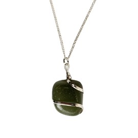 VIE Tumbled Stone Wire Wrap Pendant, 2-3cm (Green Aventurine)