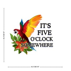 It's 5 O'Clock Somewhere Playroom Wall Art Words Letter Stickers Flower Floral Leaves Removable Wall Decal for Dorm Nursery Bathroom Tumblers Vinyl