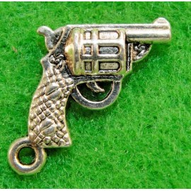 Tibetan 50Pcs. WHOLESALE Tibetan Silver GUN 3D Stub -Nosed PISTOL Charms Ear Drops Q1144