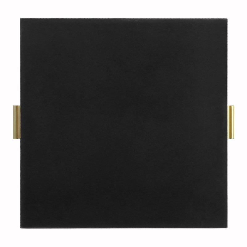 HofferRuffer Elegant Decorative Serving Tray, 20"x20" Square Faux Leather Ottoman