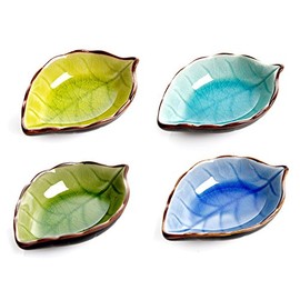 Aexge Plates Ceramic Leaf Shape Porcelain,Saucers Bowl,Sauce Dishes,Sushi Dinnerware