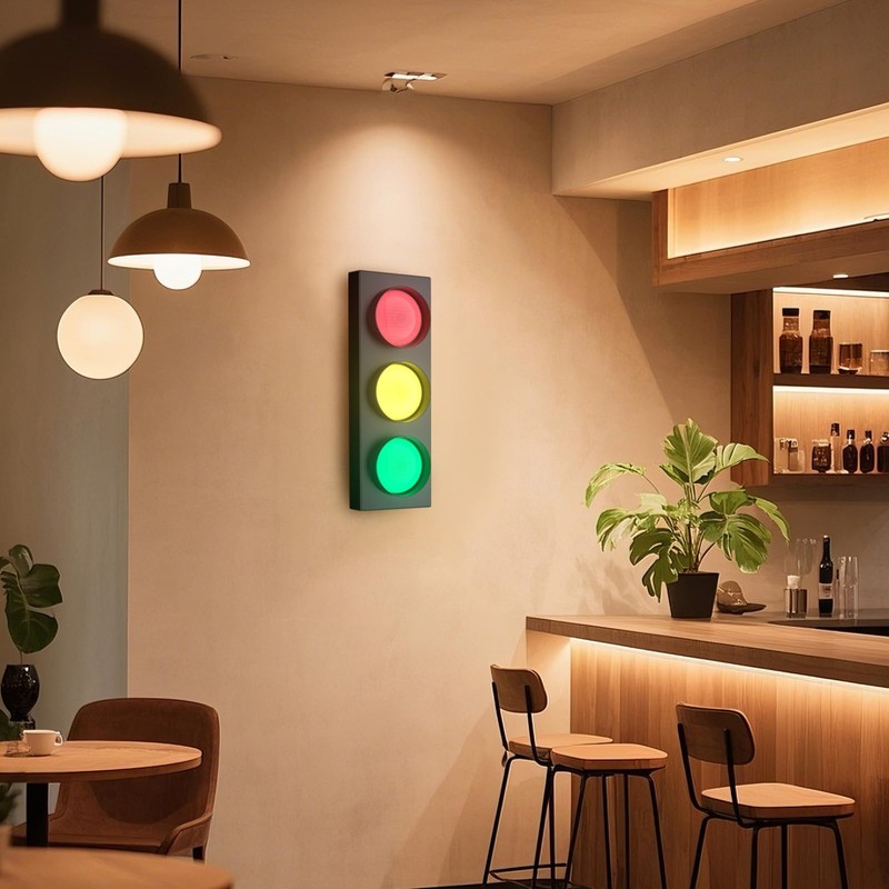 yamxun Traffic Light Lamp Decor on Wall: Remote Control LED
