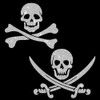 Glitzerdeals Iron-On Transfer Glitter Pirate Set of 2 Skull Silver