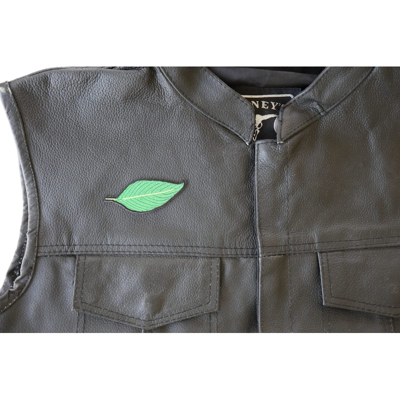 Green Leaf Patch - 3x1.25 inch. Embroidered Iron on Patch