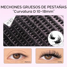 SOFENIDA Kit de racimos de pestañas 80D Kit de racimos de pestañas 10-18 mm Rótulos de pestañas de volumen Extensiones de pestañas rizadas en racimo 3