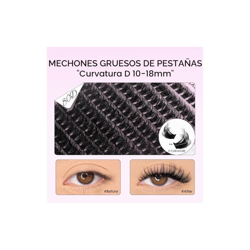 SOFENIDA Kit de racimos de pestañas 80D Kit de racimos