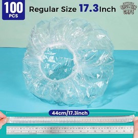 Disposable Shower Caps, 100PCS Shower Caps, Shower Cap for Women Waterproof, Disposable Clear Plastic Shower Cap for Women, Thick Plastic Caps for Hair Treatment, Regular Size 17.3 INCH - Color: Pink, Size: 19.3 Inch