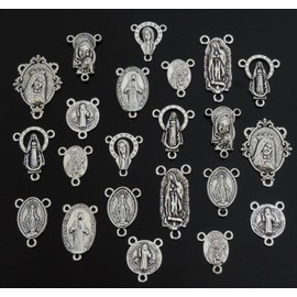 40 Cross Jesus Maria Enamel Our Lady Miraculous Centerpiece Crucifix Medal Alloy Virgin Rosary Links Connector Pendants Charms…