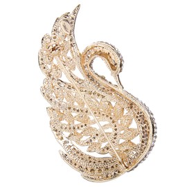 EVER FAITH Women's Austrian Crystal Elegant Swan Bird Bridal Brooch Pin Clear Gold-Tone