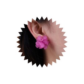 Atentuyi Boho Big Purple Flower Stud Earrings Gold Acrylic Floral Earrings Large Resin Rose Petal Earrings Hawaiian Flower Earrings Jewelry for Women and Girls