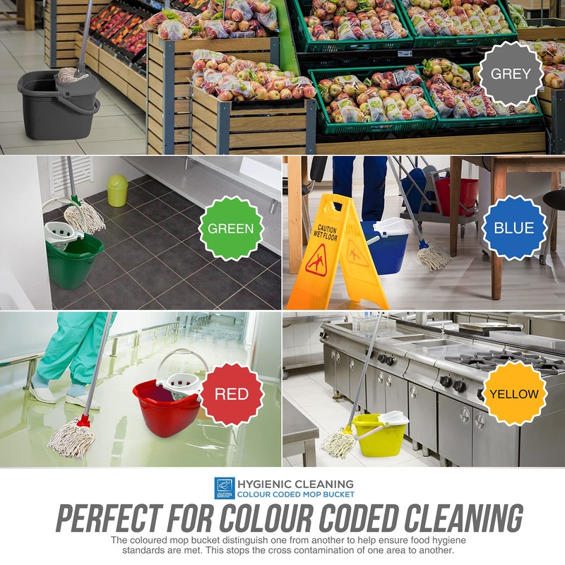 Colour Coded Mop Buckets − 12L Mop Bucket with Wringer
