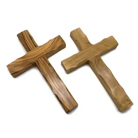 Olive Wood Wall Cross from Bethlehem, Wall Hanging Wooden Crosses, Christening Confirmation Cross Gift, Baptism Gifts, Holy Wall Cross, Hand Made religious décor Cross Holy Land (Large 8" x 5")