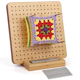 Coopay Blocking Board for Crochet, Granny Square Blocking Board, Crochet Blocking Board Wooden with Storage Design, Crochet Blocking Board and Pins, Crochet Peg Board 20cm, Crochet Accessories