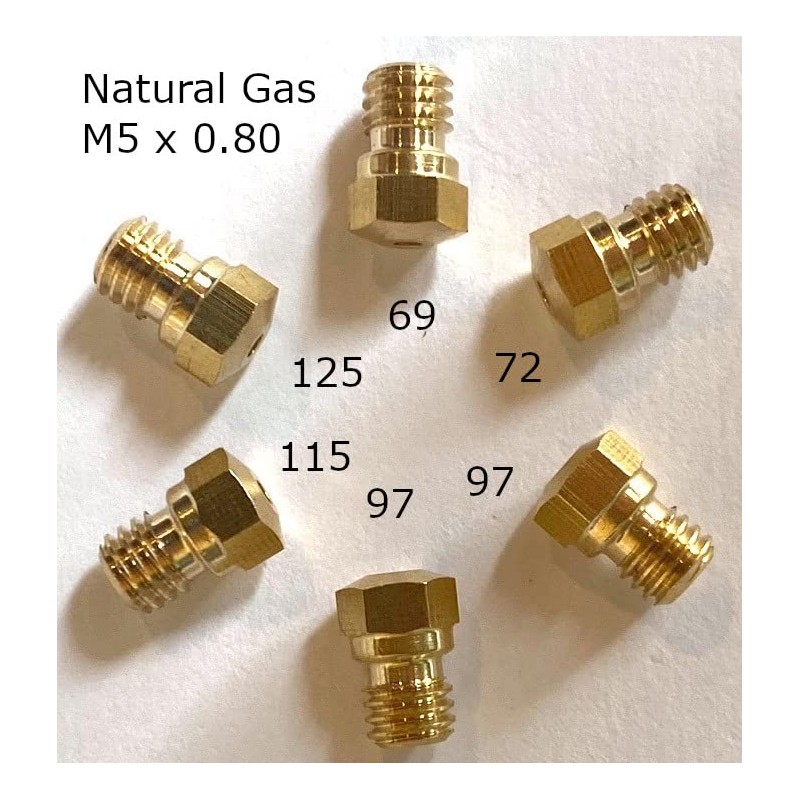6 Pack M5 x 0.80 Natural Gas Jets Nozzles Injectors