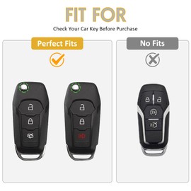 WORCAS Smart 3 Button Key Fob Cover Case Compatible with Ford Explorer Ranger F150 F250 F350 F450 F550(Quicksand-Gold)