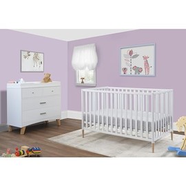 Sorelle Furniture Mia Crib Classic 3-in-1 Convertible Crib, Made of Sustainable Beech Wood, Wooden Baby Bed, Toddler and Child’s Daybed, with Removable Feet, Simplistic Nursery Furniture (White)
