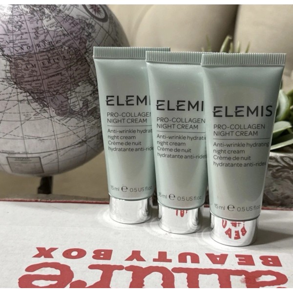 Elemis 3x Elemis Pro Collagen NIGHT CREAM Anti-Wrinkle Anti-Aging .5oz/15mL