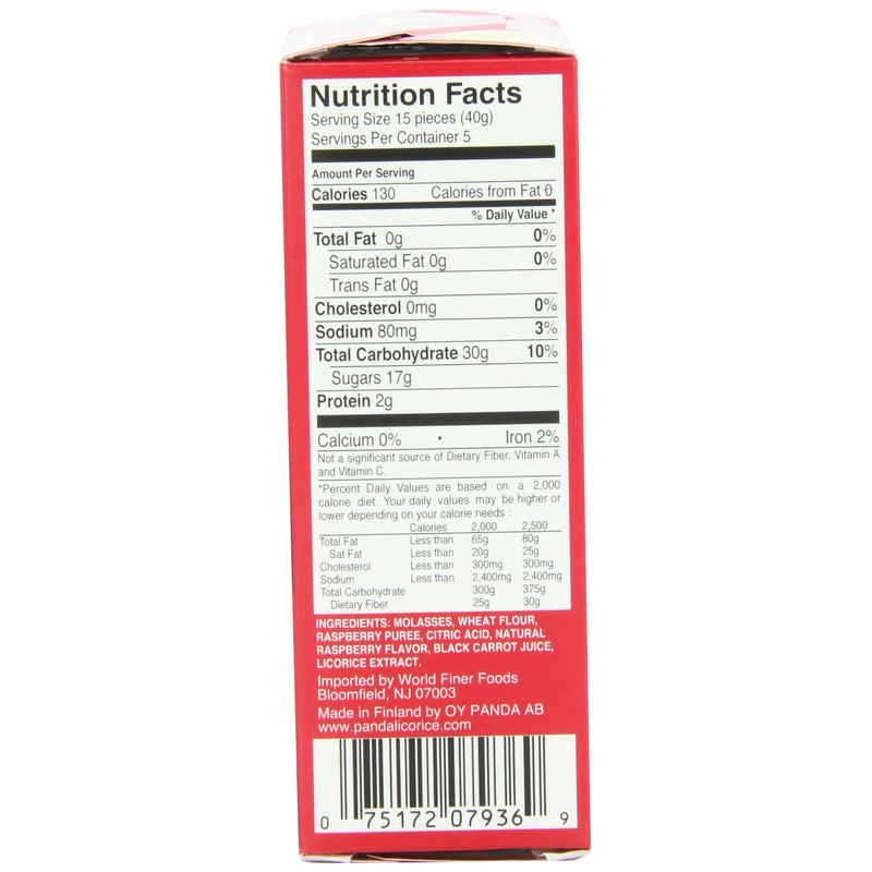 Panda All Natural Licorice Chews Raspberry, 7-Ounce Packages (Pack of