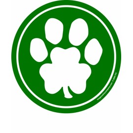 Imagine This 4-3/4-Inch by 4-3/4-Inch Car Magnet Lucky Irish, Shamrock Paw
