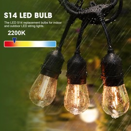 GvvooHome 15 Pack Dimmable LED S14 Replacement Light Bulbs, Waterproof 1W Vintage Edison Bulbs for Outdoor Patio Garden String Lights, E26 Regular Medium Screw Base, 2200K Warm White