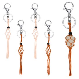 WEWAYSMILE 4Pcs Empty Crystal Keychain Holder Stone Crystal Holder Nylon Woven Crystal Cage Key Holder Unique Crystal Keychain Crystal Cage Keychain Holder