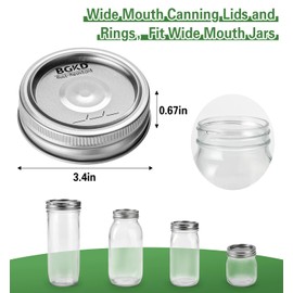 BGKD 48Pcs Rust-Proof Wide Mouth Mason Jar Lids and Rings, Canning Lids with Bands Wide Mouth for Ball or Kerr, Large Mouth Mason Jars lid