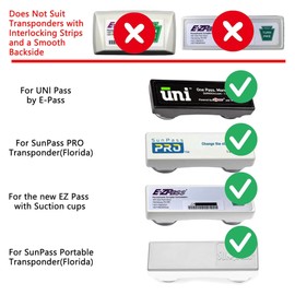 Skin for SunPass Pro, SunPass Portable, UNI Pass, and Rectangular EZ Pass. Discreet Transponder Cover with Suction Cups (1)