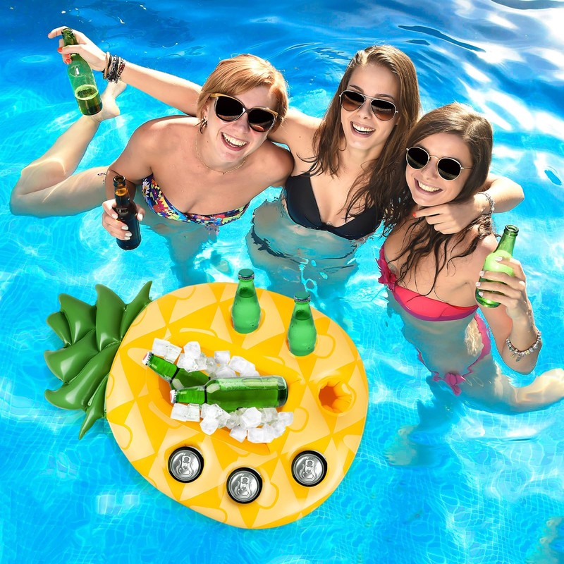 dellyy Pineapple Inflatable Drink Holder, Pool 2-in-1 Drinks and Snack