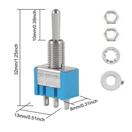 20Pcs SPDT Mini Toggle Switch 3 Pin 3 Position ON/Off/ON Miniature Toggle Switches AC 125V/6A Toggle Switch