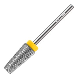 HYTOOS 15mm Tapered 5 in 1 Nail Drill Bits, Professional Cross Teeth Tungsten Carbide Nail Bit, 3/32" 2 Way Electric File Tool Nail Drill Accessories Remove Acrylic Nails/Gel (XF)
