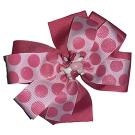 Pink Poodle Glitter Dots Pinwheel Hair Bow 4"