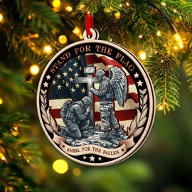 Army Ornament, Veteran Ornaments for Christmas Tree, 2 Layer Wood & Acrylic Christmas Ornament 2024, Military Ornament, Army Soldier Lover Onaments, Army Christmas Ornament