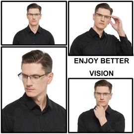 RDGNBU Blue Light Filtering Reading Glasses 5 Pack Computer Metal Half-Frame Spring Hinges Readers for Men(1.25 Magnification Strength)