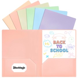 Folders with Pockets, 2 Pocket Plastic Folder with Pockets for School Colored File Folder for Documents Letter Size with Business Card Slot Back to School Office Teacher Supplies(6 Pack Pastel Colors)