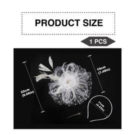 TPZORJX 1 x Women's Fascinator Hat - for Tea Party Mesh Flower Feather with Headband and Clip for Wedding Party Church (White)