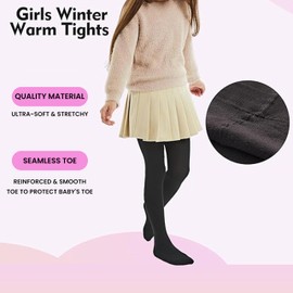 Sock Stack Heatwave Pack of 3 Girls Black Thermal Tights for Kids Heat Insulating Warm Soft Feel All Day Comfort Winter Wear, 7-8 Years