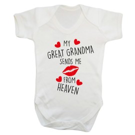 My great grandma sends me kisses from heaven baby vest bodysuit babygrow White