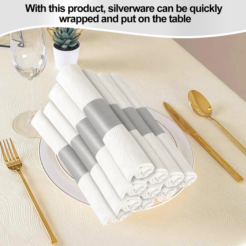 Germiwipe 2500 Pcs Gray Napkin Bands,Paper Napkin Rings Self-Adhesive,Silverware Wraps