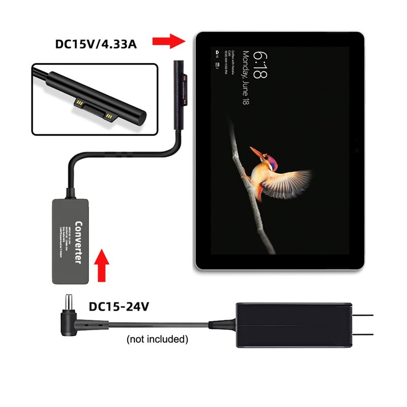 cablecc 65W 20V 15V-24V DC 7.4x5.0mm Jack to Surface Pro3