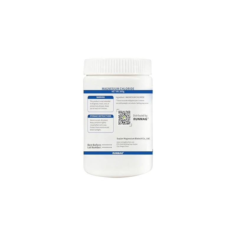 Cloruro de magnesio natural en polvo, grado alimenticio, 300 g