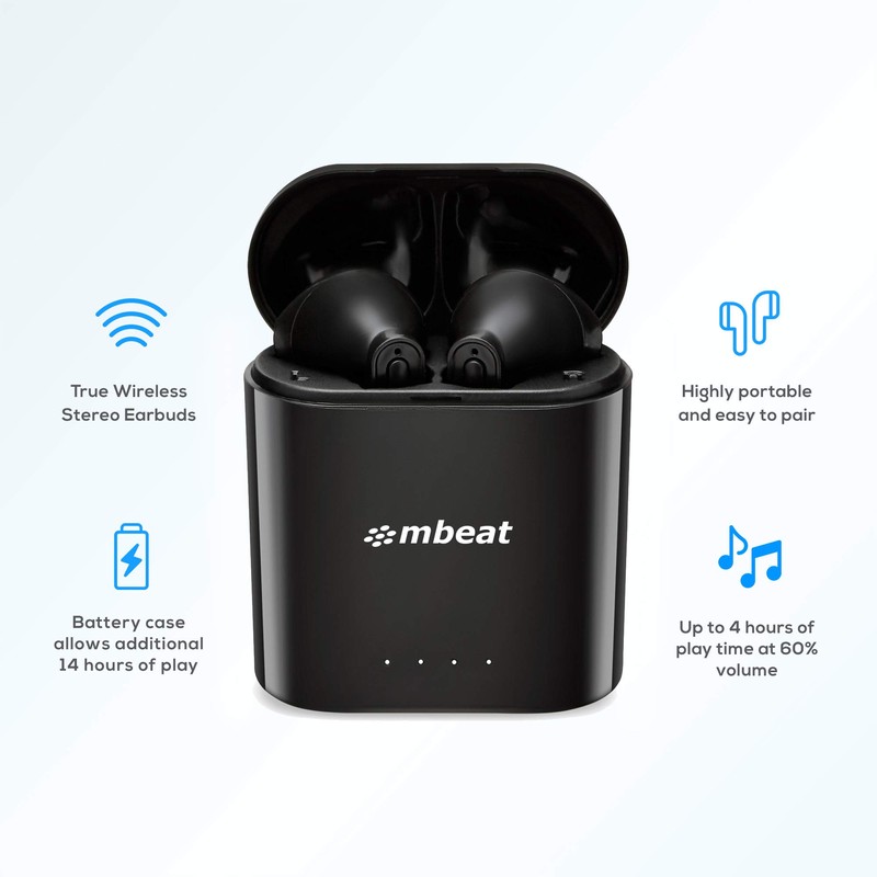 mbeat E1 True Wireless Bluetooth Earbuds in-Ear Stereo Bluetooth Headphones