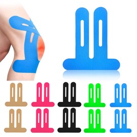LUOJINYI Pack of 10 PreCut Kinesiotapes Knee, Kinesiotapes Pre-Cut Knee, Skin-Friendly with Perfect Wearing Comfort, Waterproof & Elastic Physio Tape for Knee Pain (Multiple Colours)