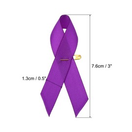 PATIKIL 50 Pieces Purple Polyester Ribbon Satin Pins, Awareness Ribbon Satin with Safety Pins