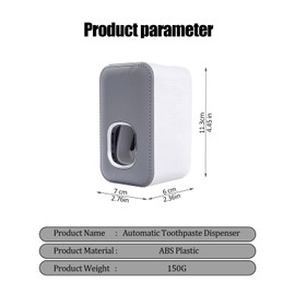 YUSHI Automatic Toothpaste Dispenser with Wall Mounted,Kids Hands Free Squeezer,Waterproof,Dust and Trackless Installation,Tooth Paste Holder for Washroom,Children,Adults,1 Pieces, Grey