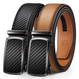 Zitahli Ratchet Belt Men 2 Pack - Click Leather Mens Belt Adjustable,Cut for Perfect Fit Dress and Casual,Gifts for men,Men's Accessories Size 30"-36"