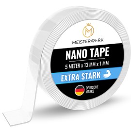 MEISTERWERK - Double-Sided Nano Tape [Extra Strong] - Glue-Free & Traceless Thanks to Gecko Effect I Non-Slip - Washable & Reusable