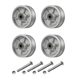 5 Inch V-Groove Steel Wheel, 7/8" Wide 90° Groove, Fits 1" Angle Iron Track, Heavy Duty Industrial Track Wheel with Relief Groove, High Load Capacity（4 Pack）