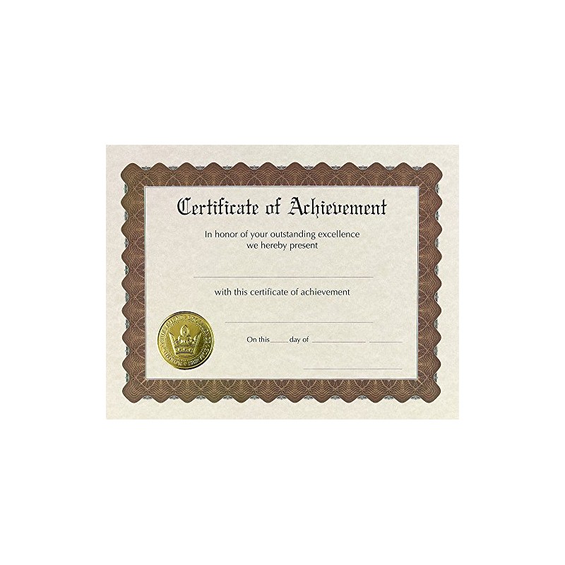 Great Papers! Certificate of Achievement, Pre-Printed, Gold Foil, Embossed, 8.5"