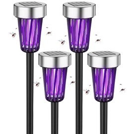 2026 Mosquito Repellent Outdoor Patio Solar Bug Zapper Outdoor Mosquito Zapper for Moths,Gnats,Flies,Small Flying Insect,Electric Fly Zapper for Backyard,Garden,Gnat Killer for Flower Beds,Walkway4PCS