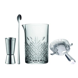 Topkapi Bar & Lounge Series 250.928 Mike's Cocktail Mixing Set - 4-Piece Mixing Set with Mixing Jug, Stainless Steel Mixing Spoon, Cocktail Strainer and Double Measuring Cup